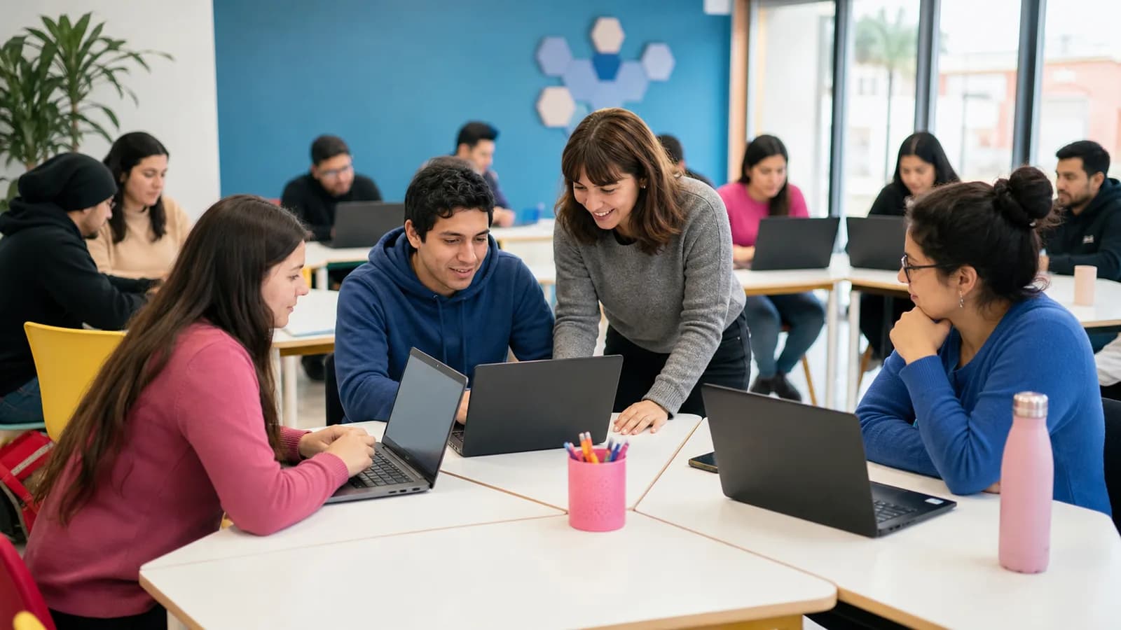 Participantes de Colmena Digital aprendiendo con notebooks en un espacio de formación